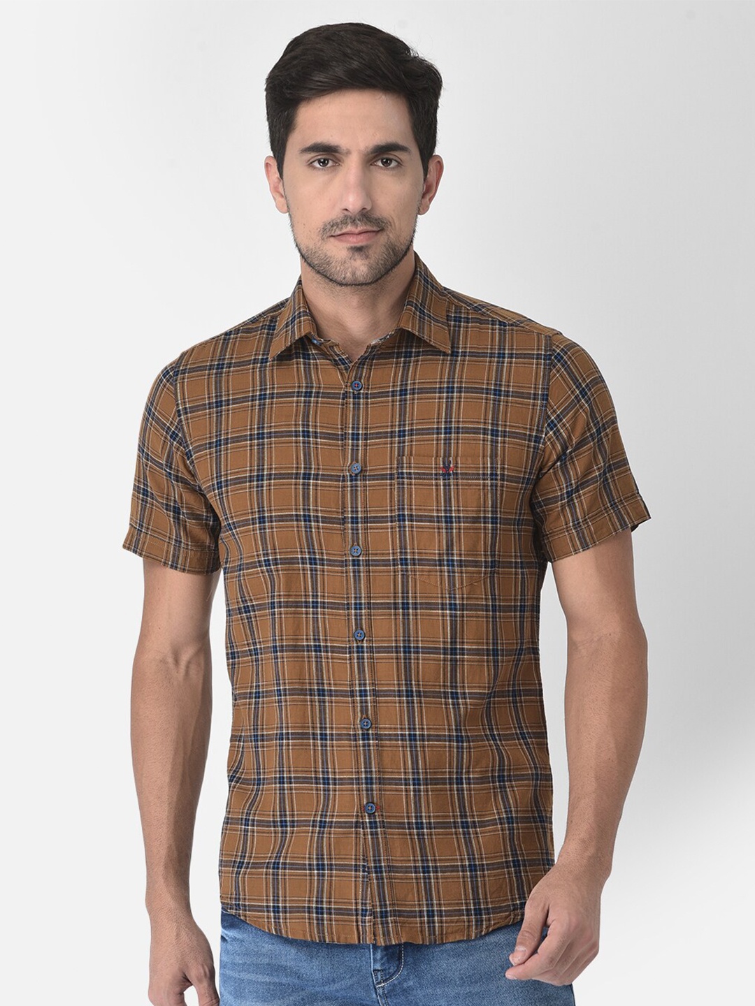 

Crimsoune Club Men Brown Slim Fit Checked Casual Shirt