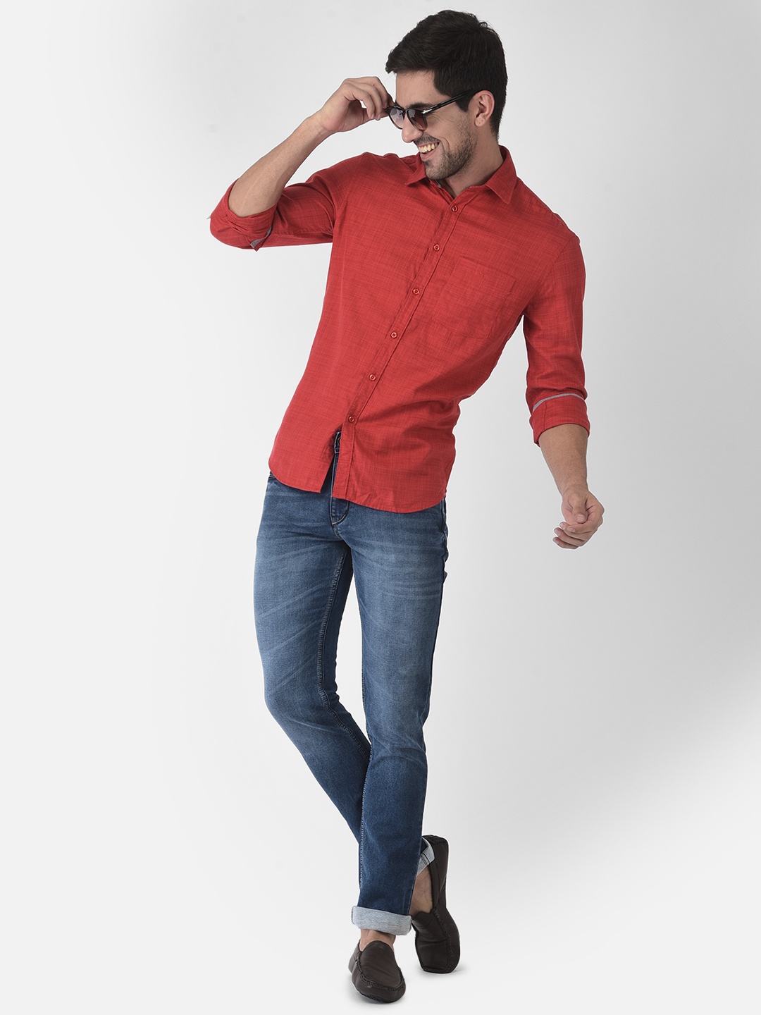 

Crimsoune Club Men Red Slim Fit Casual Shirt