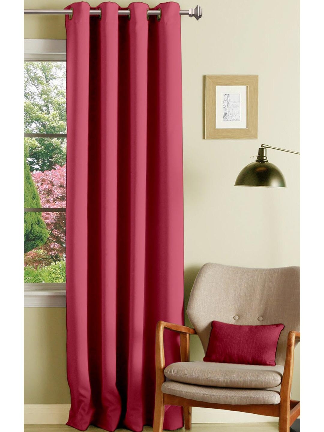 

Lushomes Pink Black Out Long Door Curtain