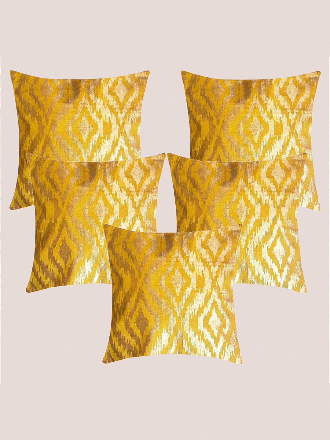 

Molcha Mustard Pack of 5 Geometric Square Cushion Covers