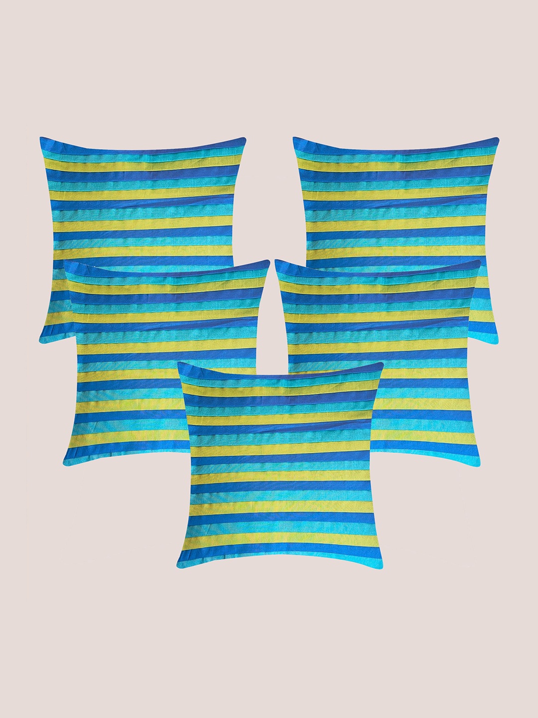 

Molcha Blue & Yellow Pack of 5 Striped Square Cushion Covers