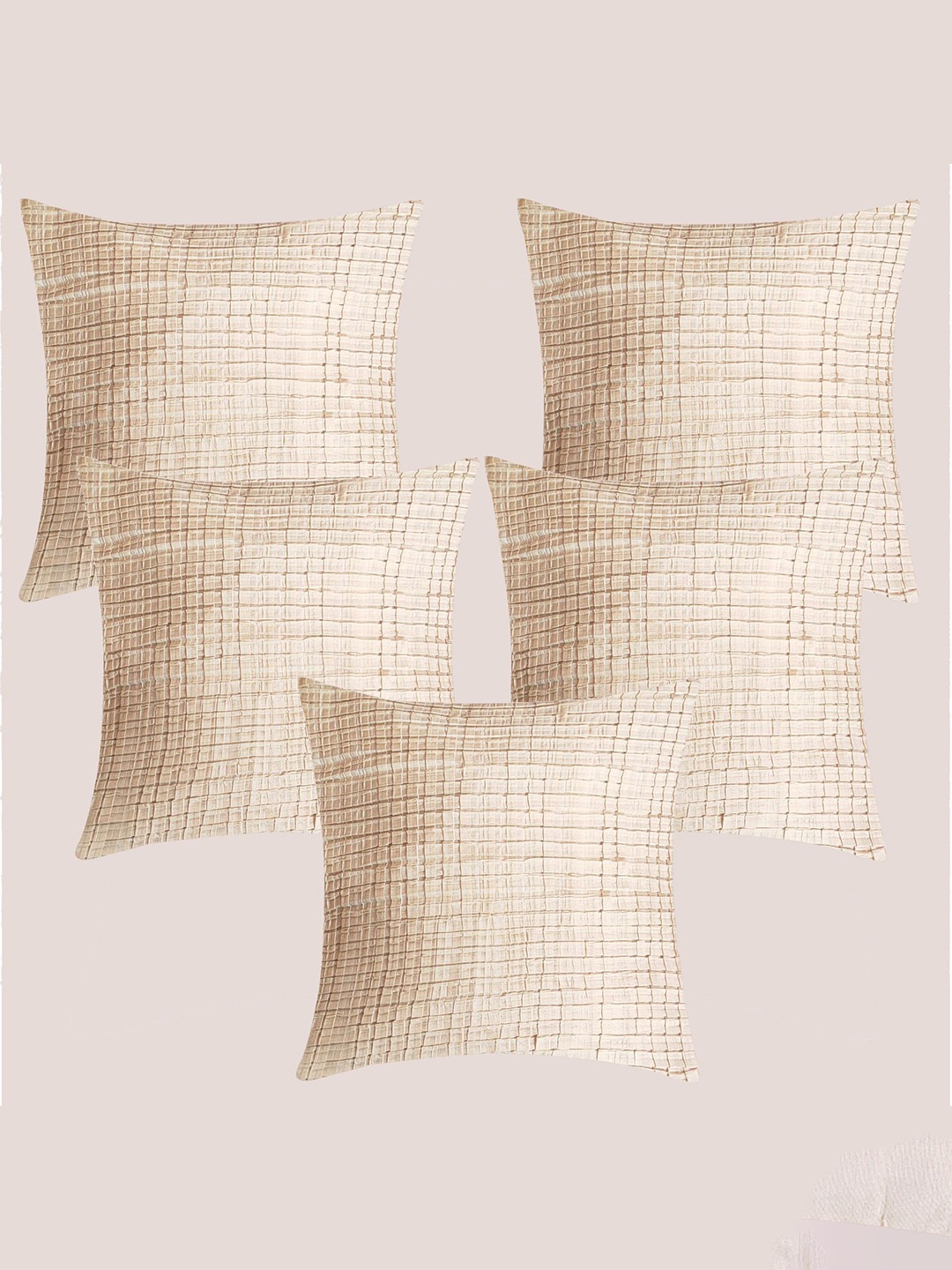 

Molcha Off White Set Of 5 Checked Square Cushion Covers