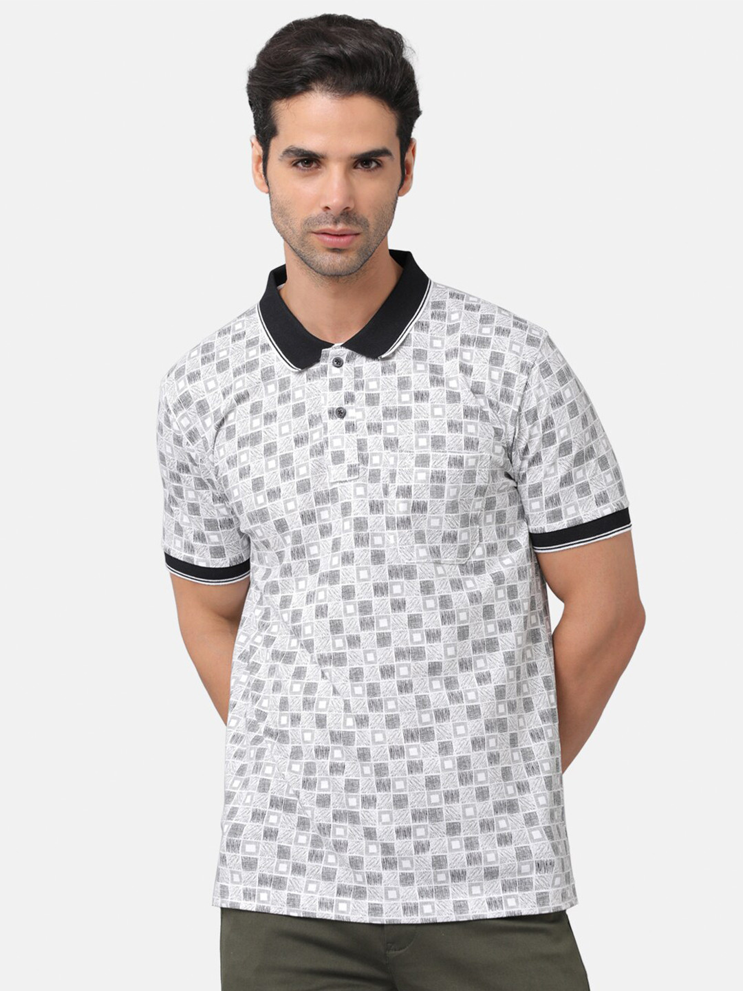 

Classic Polo Men Multicoloured Printed Polo Collar Slim Fit T-shirt, Multi
