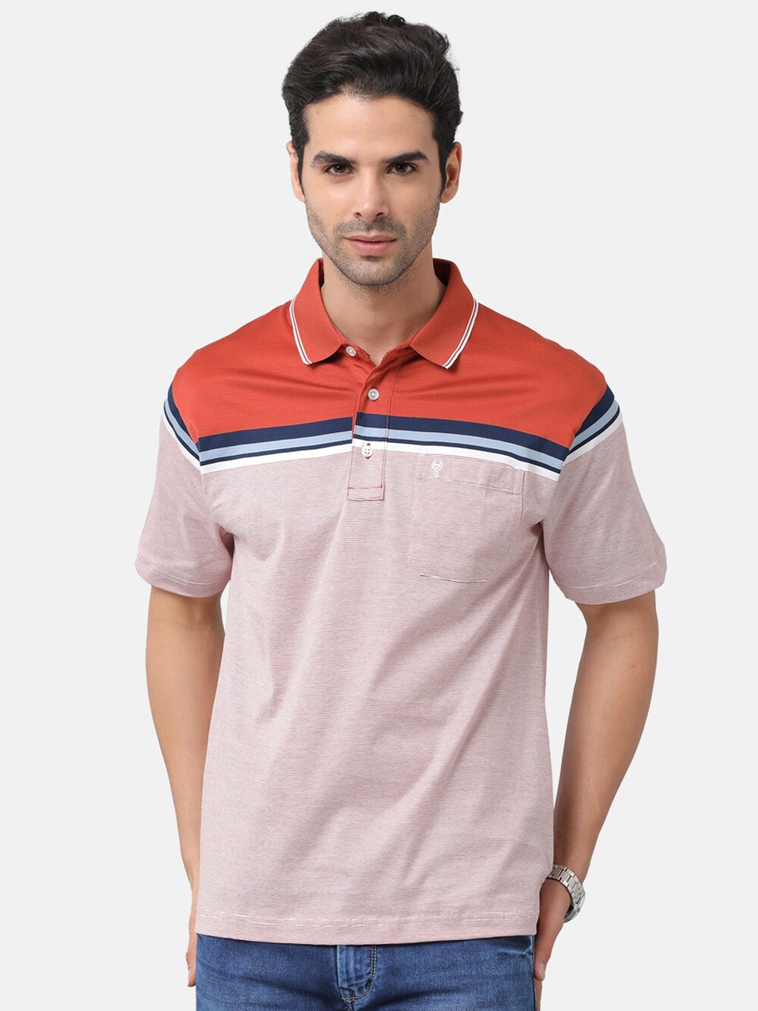 

Classic Polo Men Multicoloured Colourblocked Polo Collar T-shirt, Multi