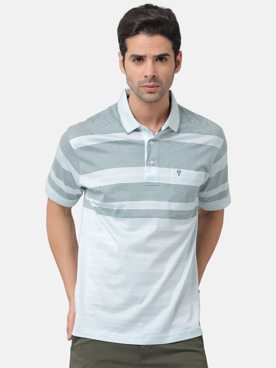 

Classic Polo Men Multicoloured Striped Polo Collar T-shirt, Multi