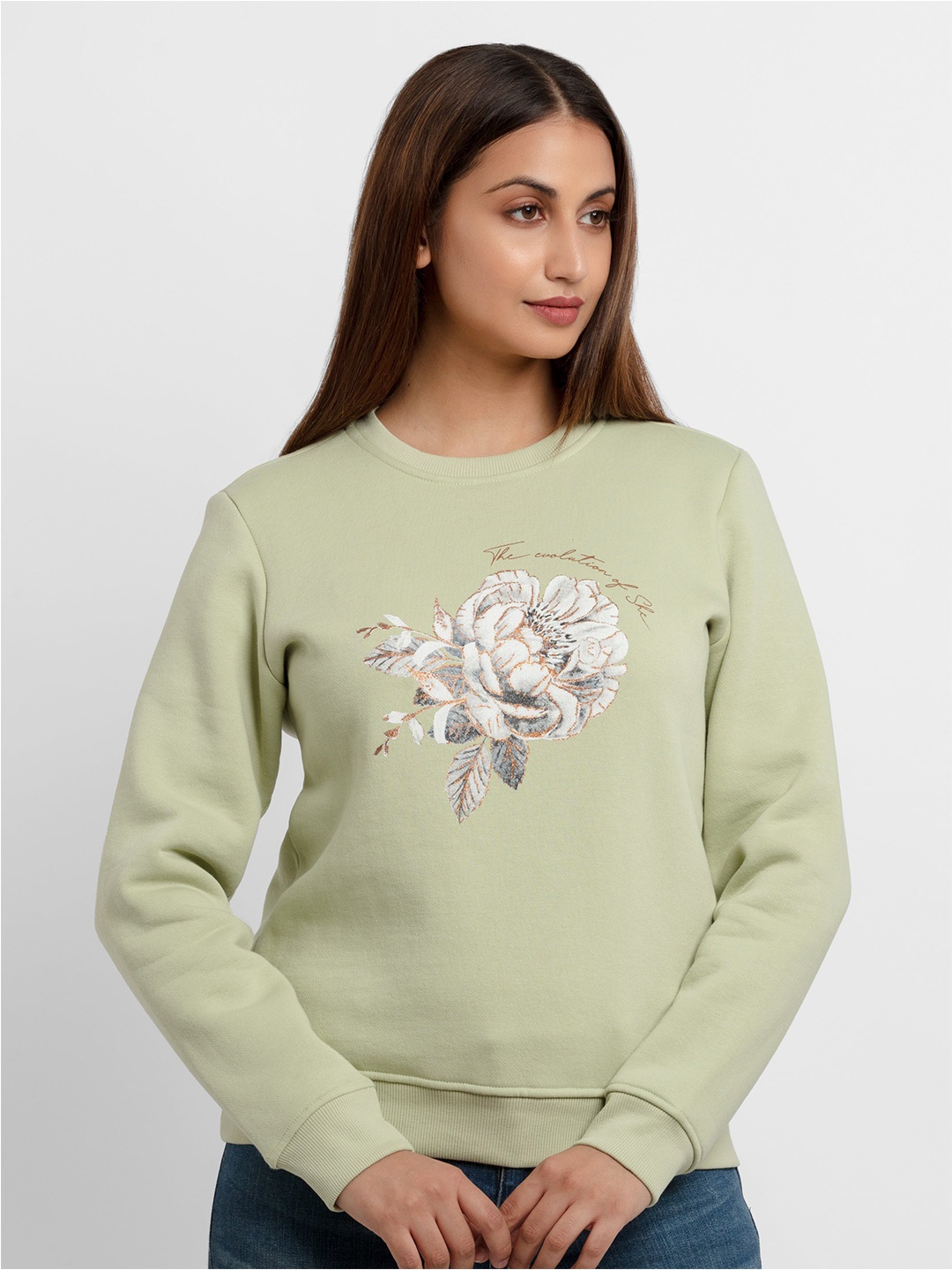 

Status Quo Women Green Printed Sweatshirt