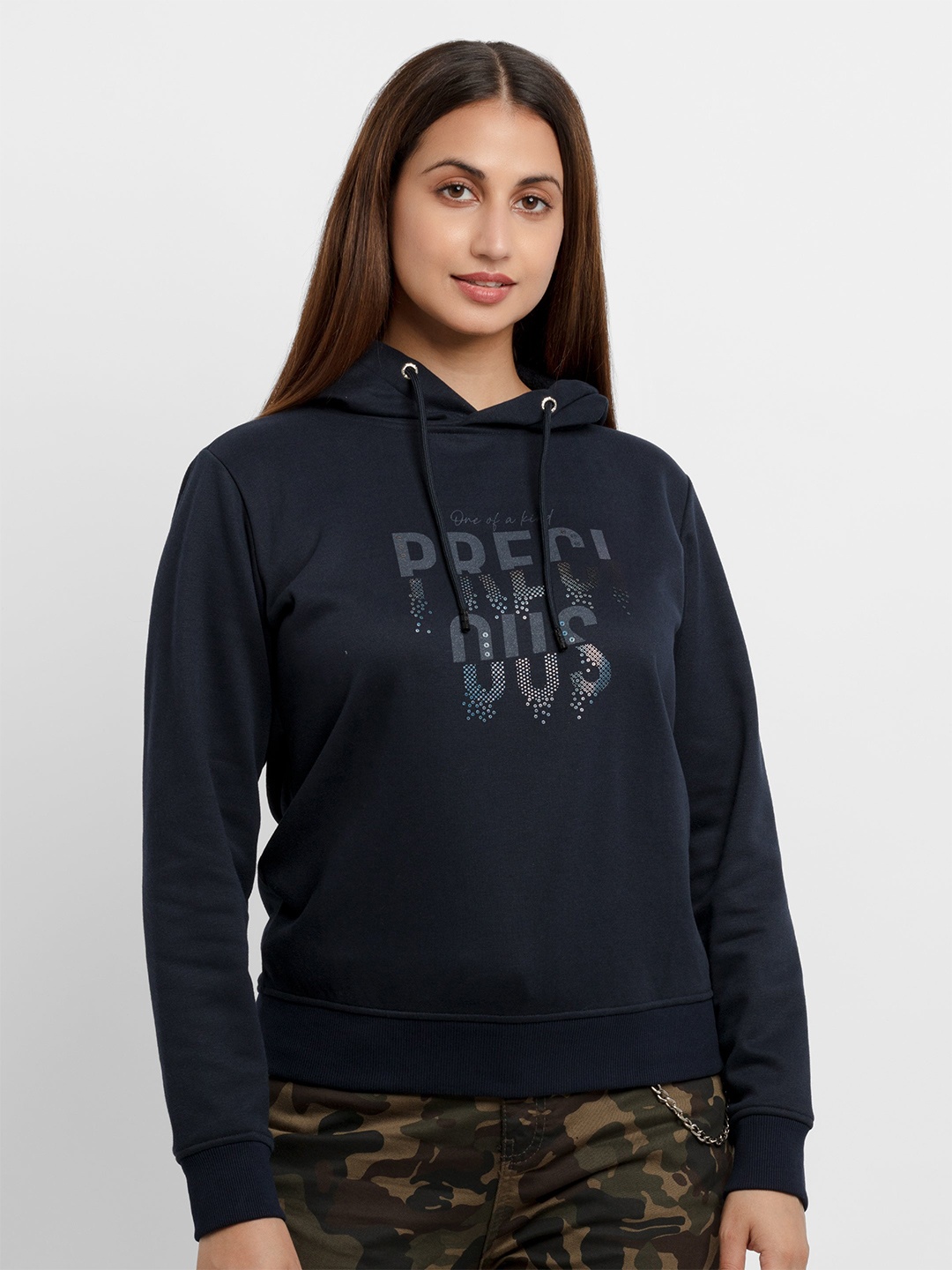 

Status Quo Women Navy Blue Printed Sweatshirt