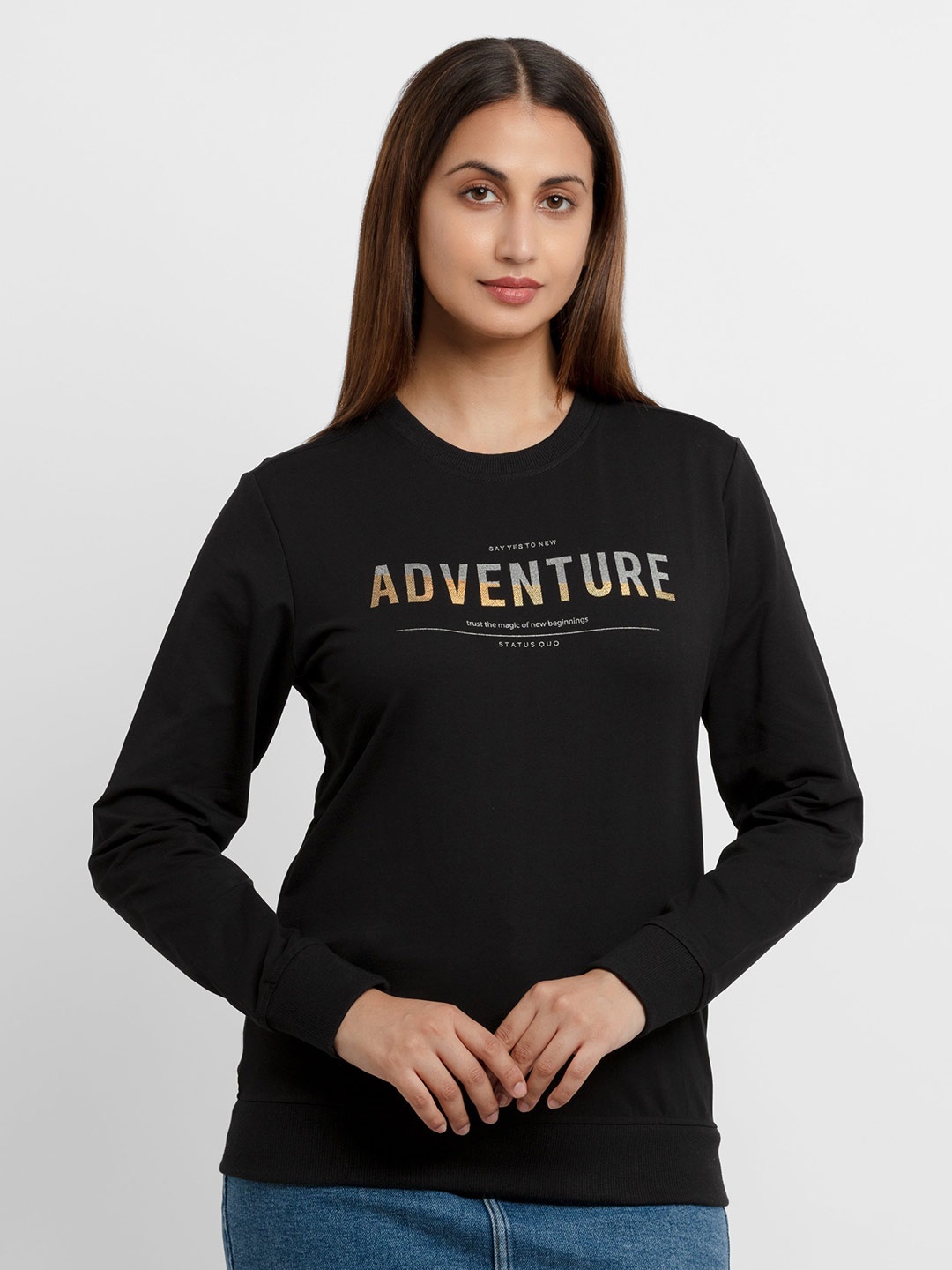 

Status Quo Women Black Printed Sweatshirt