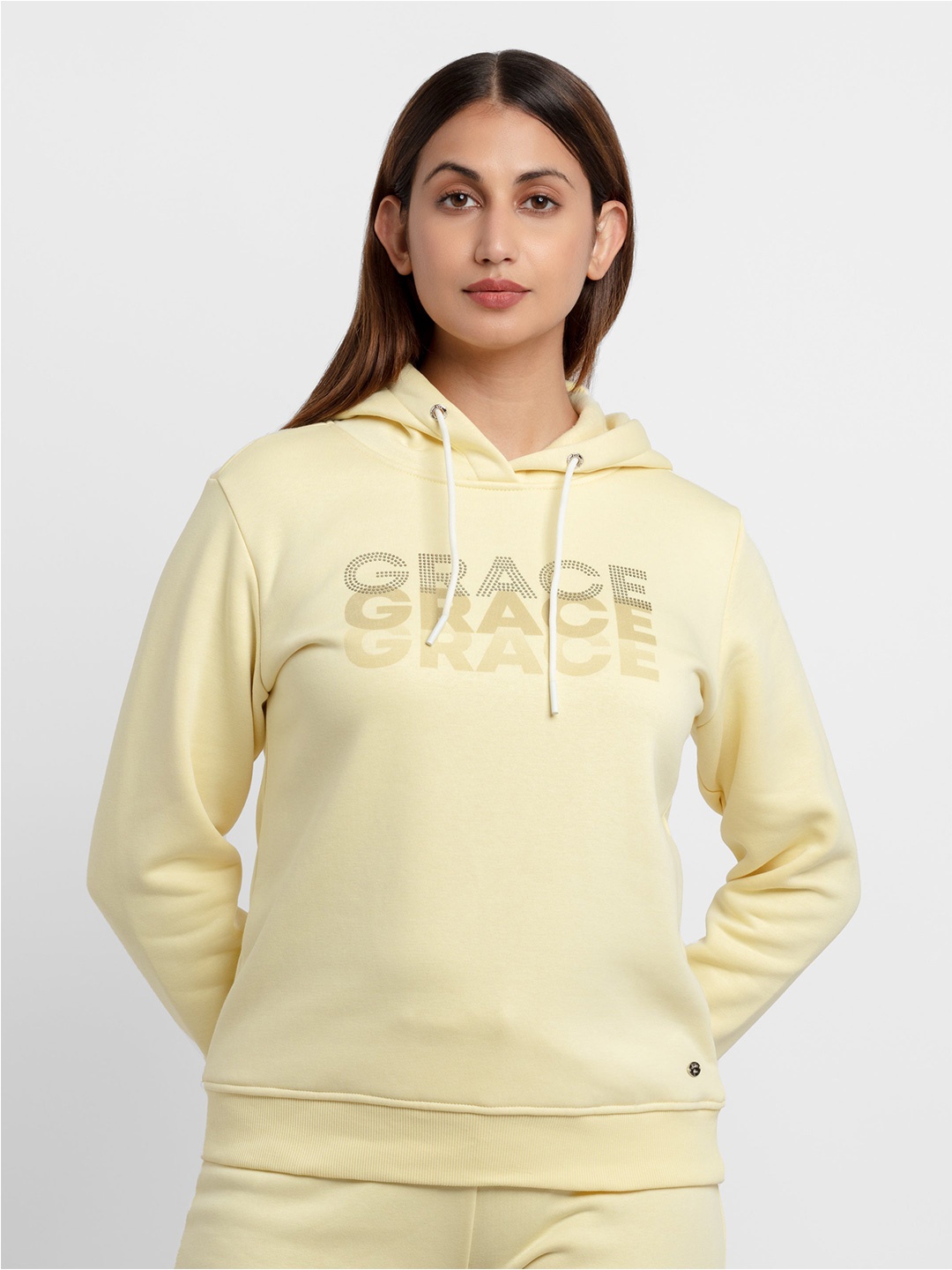 

Status Quo Women Yellow Printed Sweatshirt