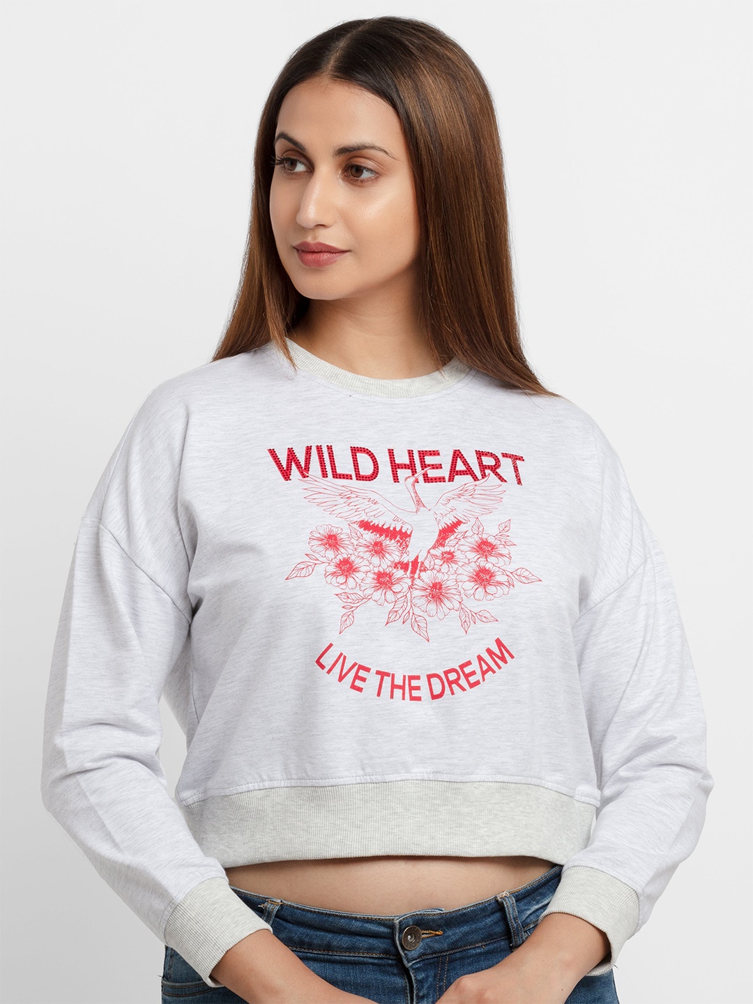 

Status Quo Women Grey Printed Sweatshirt