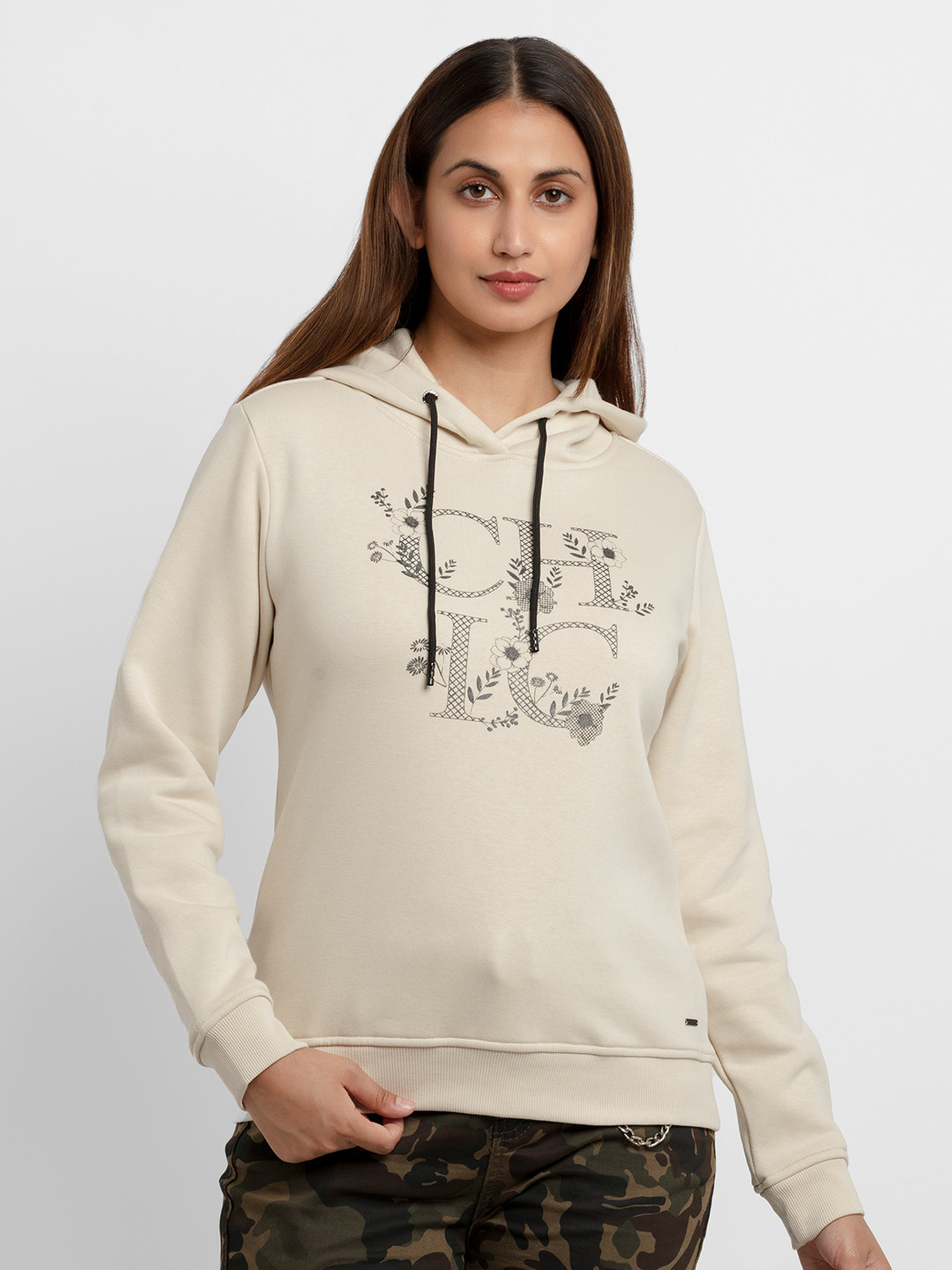 

Status Quo Women Beige Printed Sweatshirt