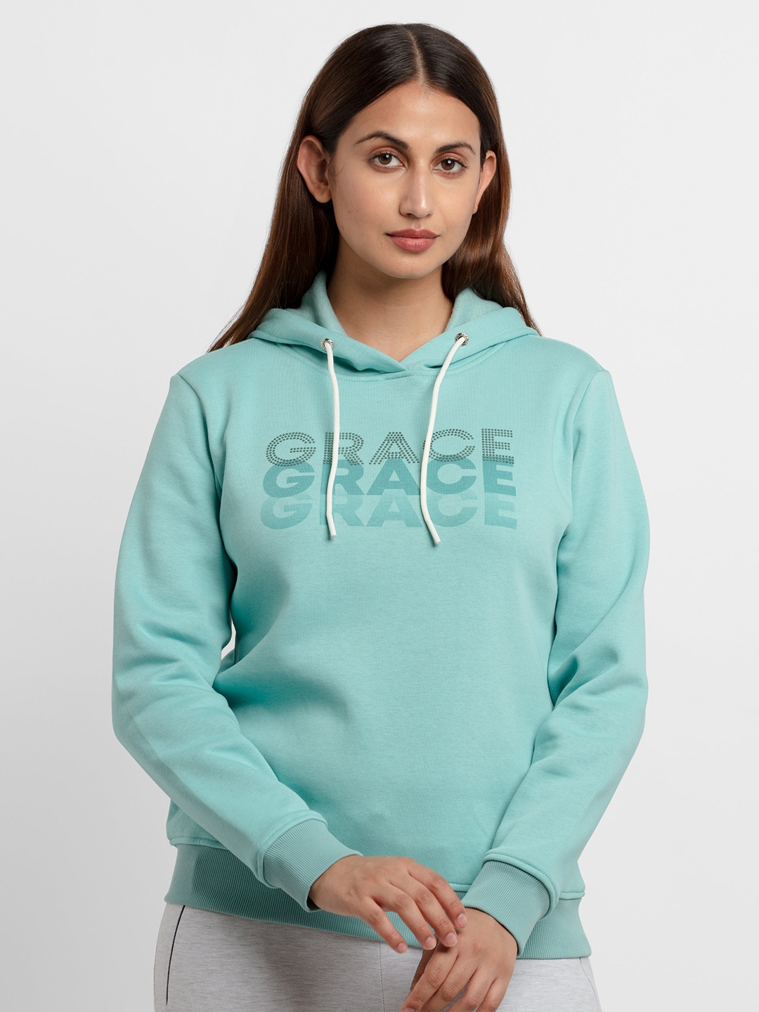 

Status Quo Women Sea Green Printed Sweatshirt