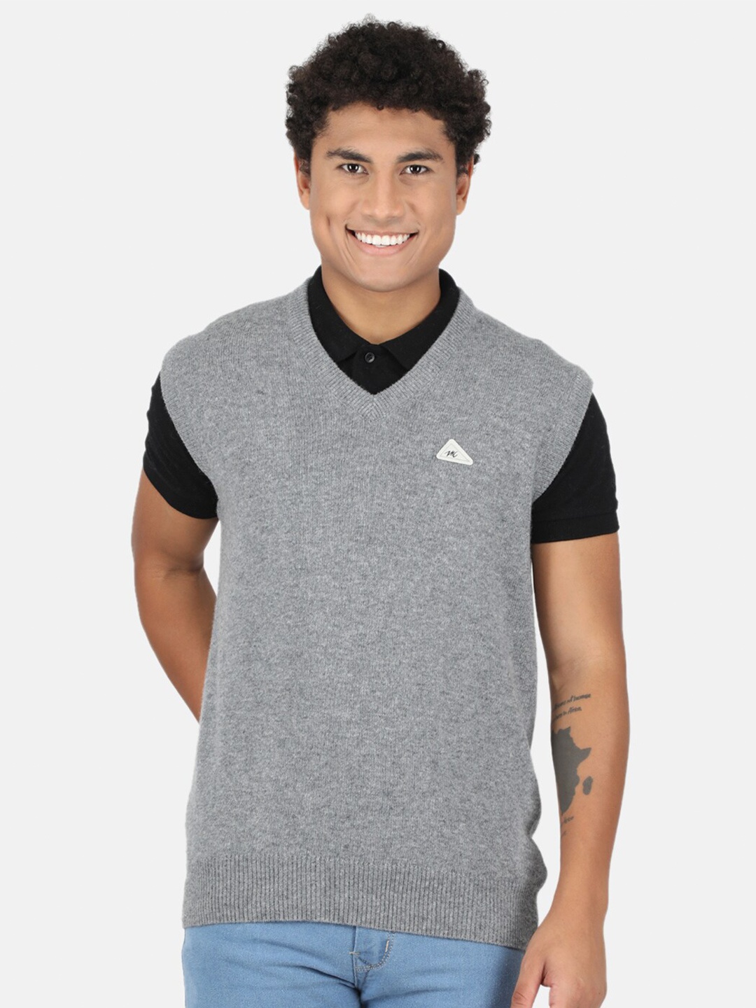 

Monte Carlo Men Wool Grey Sweater Vest