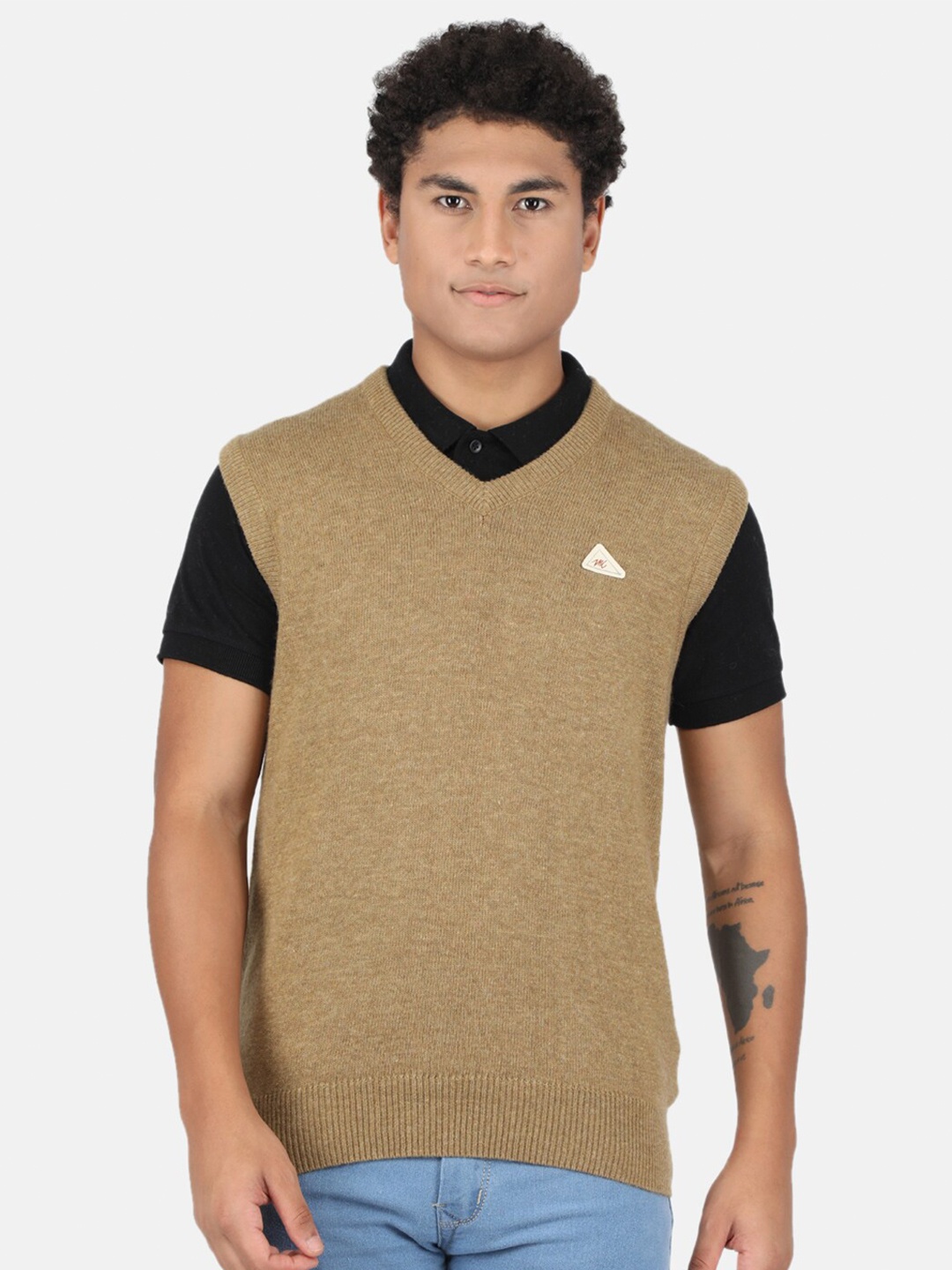 

Monte Carlo Men Khaki Solid V-Neck Wool Sweater
