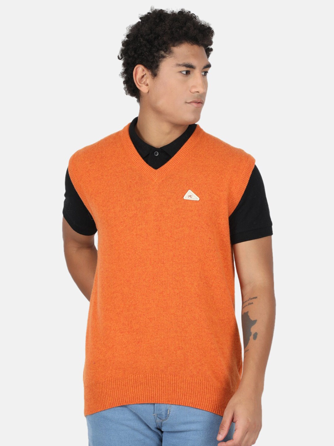 

Monte Carlo Men Orange Cable Knit Sweater Vest