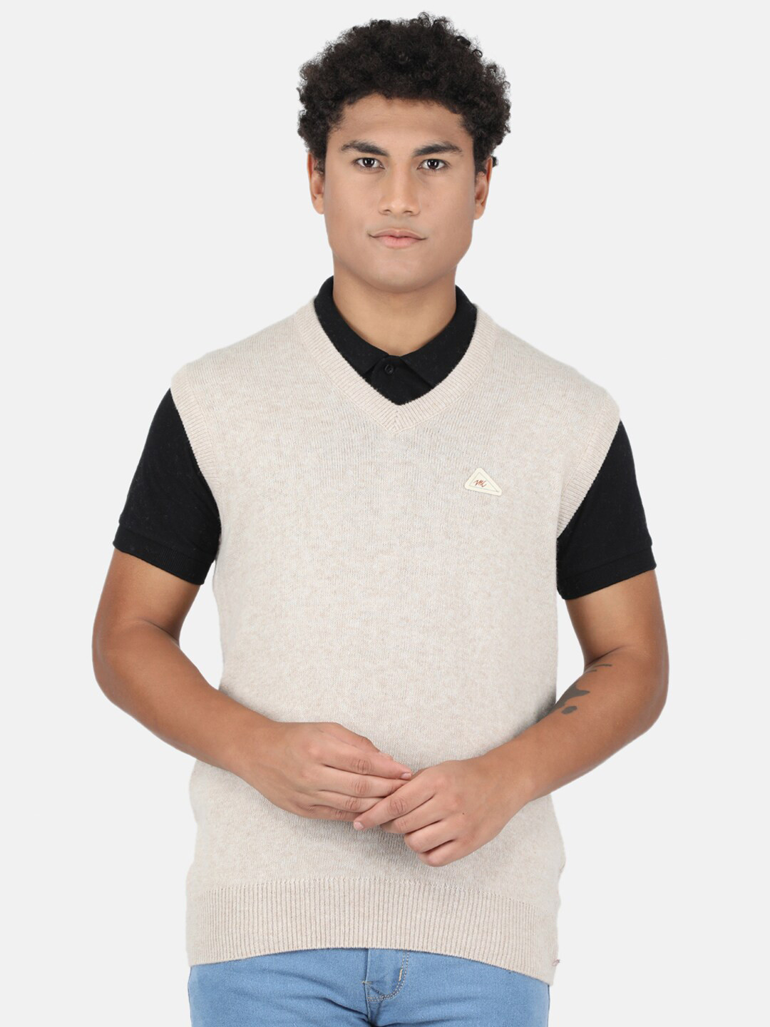 

Monte Carlo Men Beige V Neck Sweater Vest