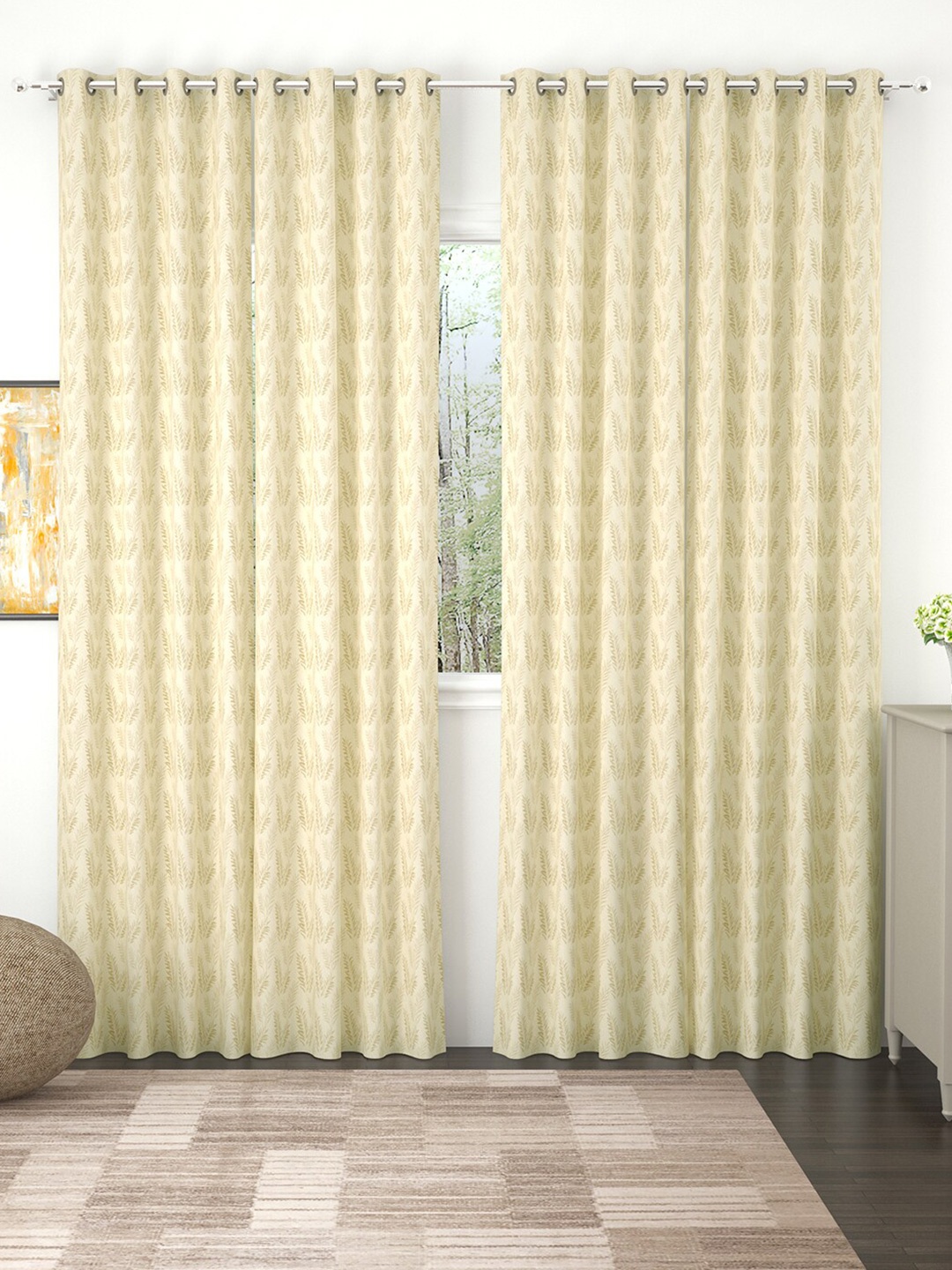 

Story@home Unisex Cream Curtains And Sheers Set Of 4