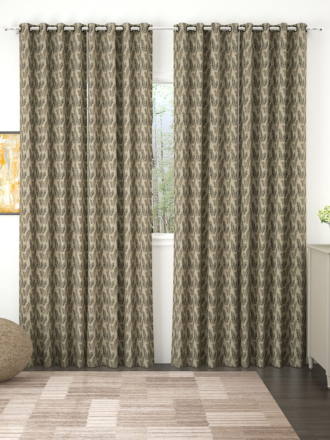 

Story@home Brown Set of 4 Room Darkening Long Door Curtain