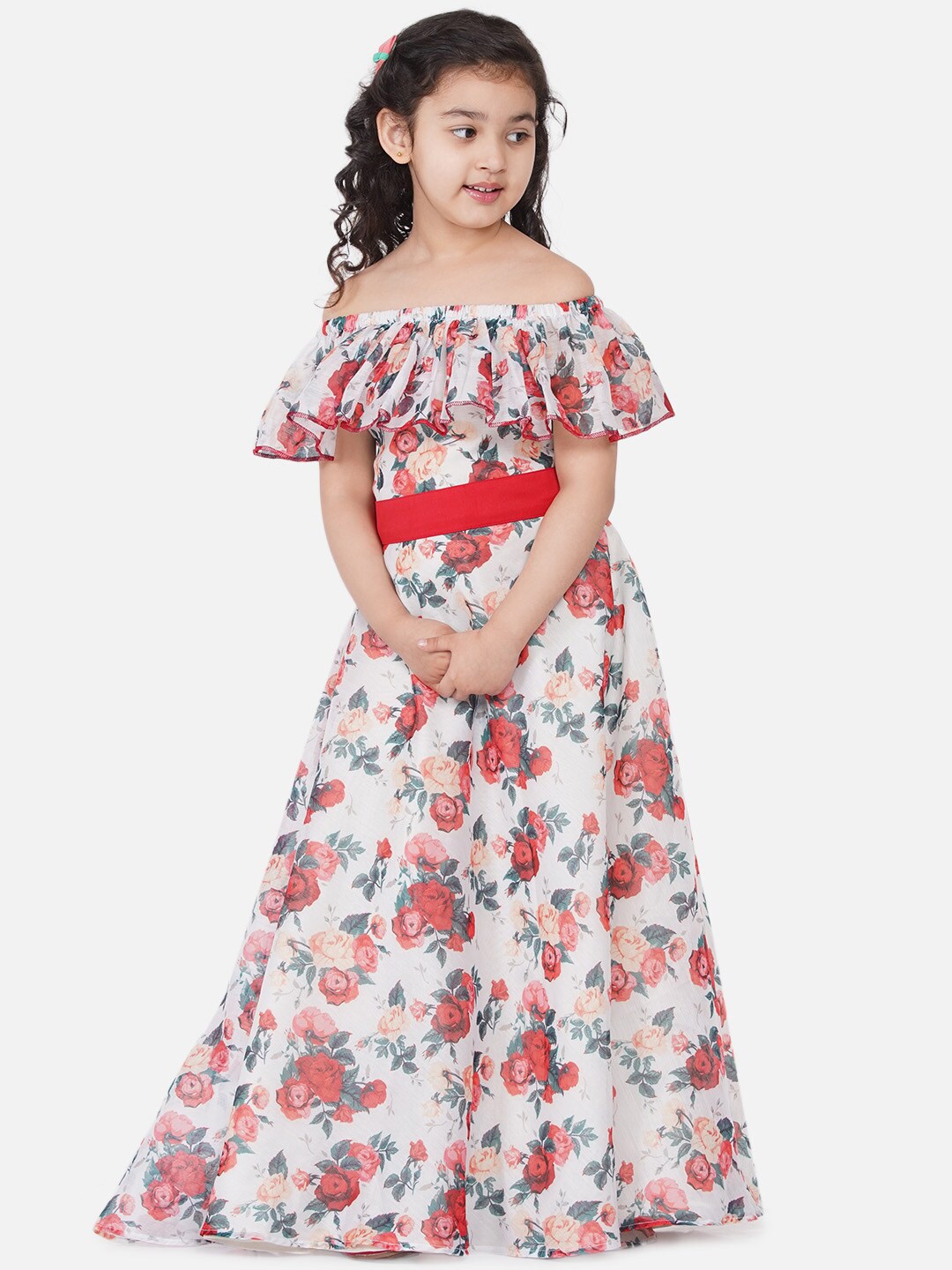 

Bitiya by Bhama Off White Floral Off-Shoulder Maxi Dress