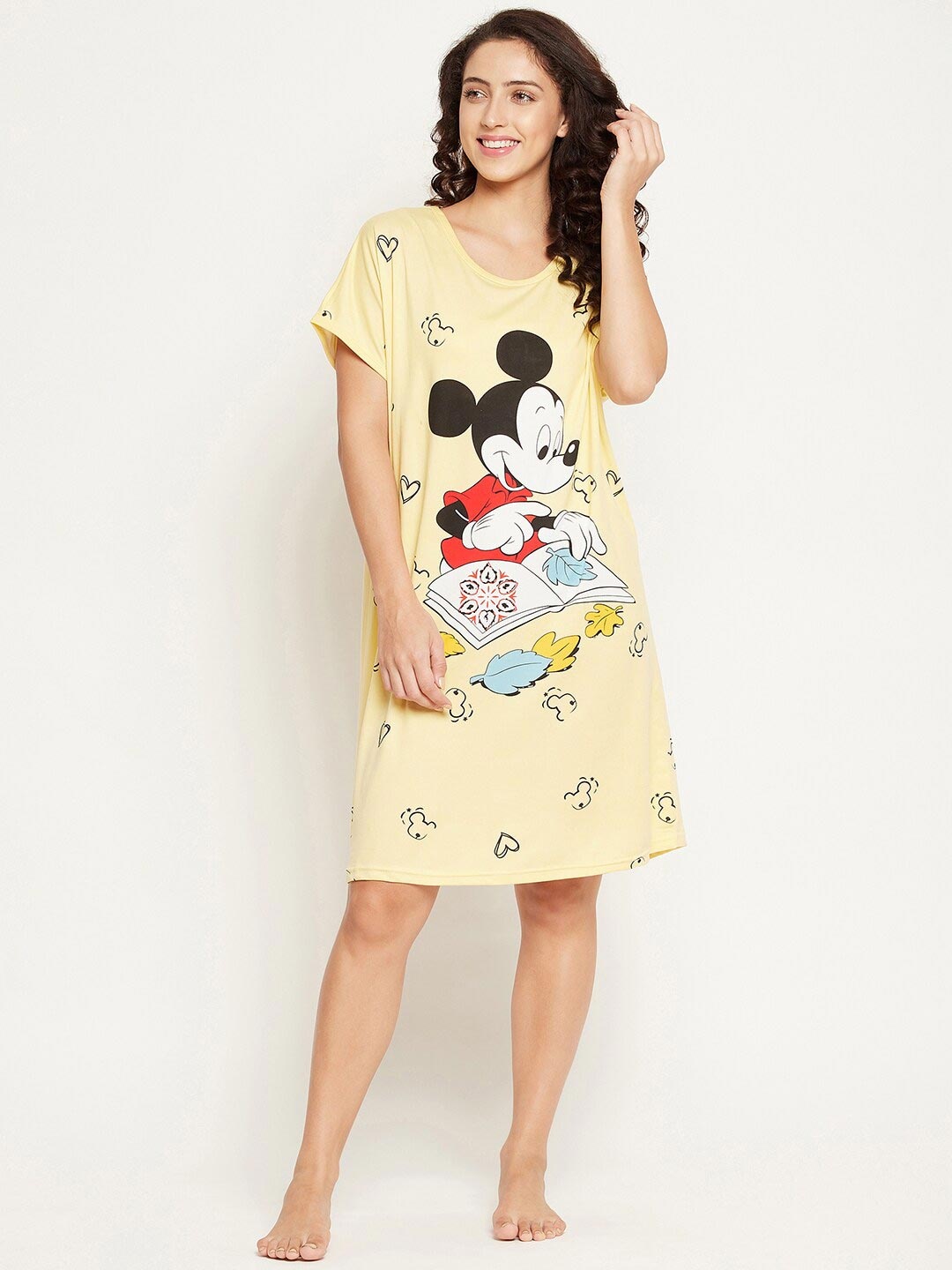 

Camey Yellow Printed T-shirt Nightdress NT-185-7_YELLOW-M