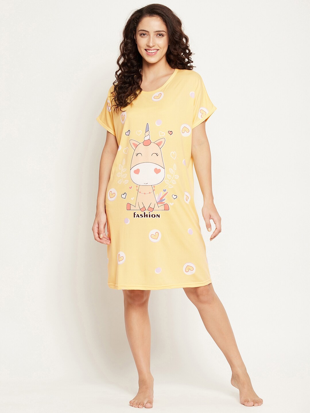 

Camey Women Yellow Printed Nightdress