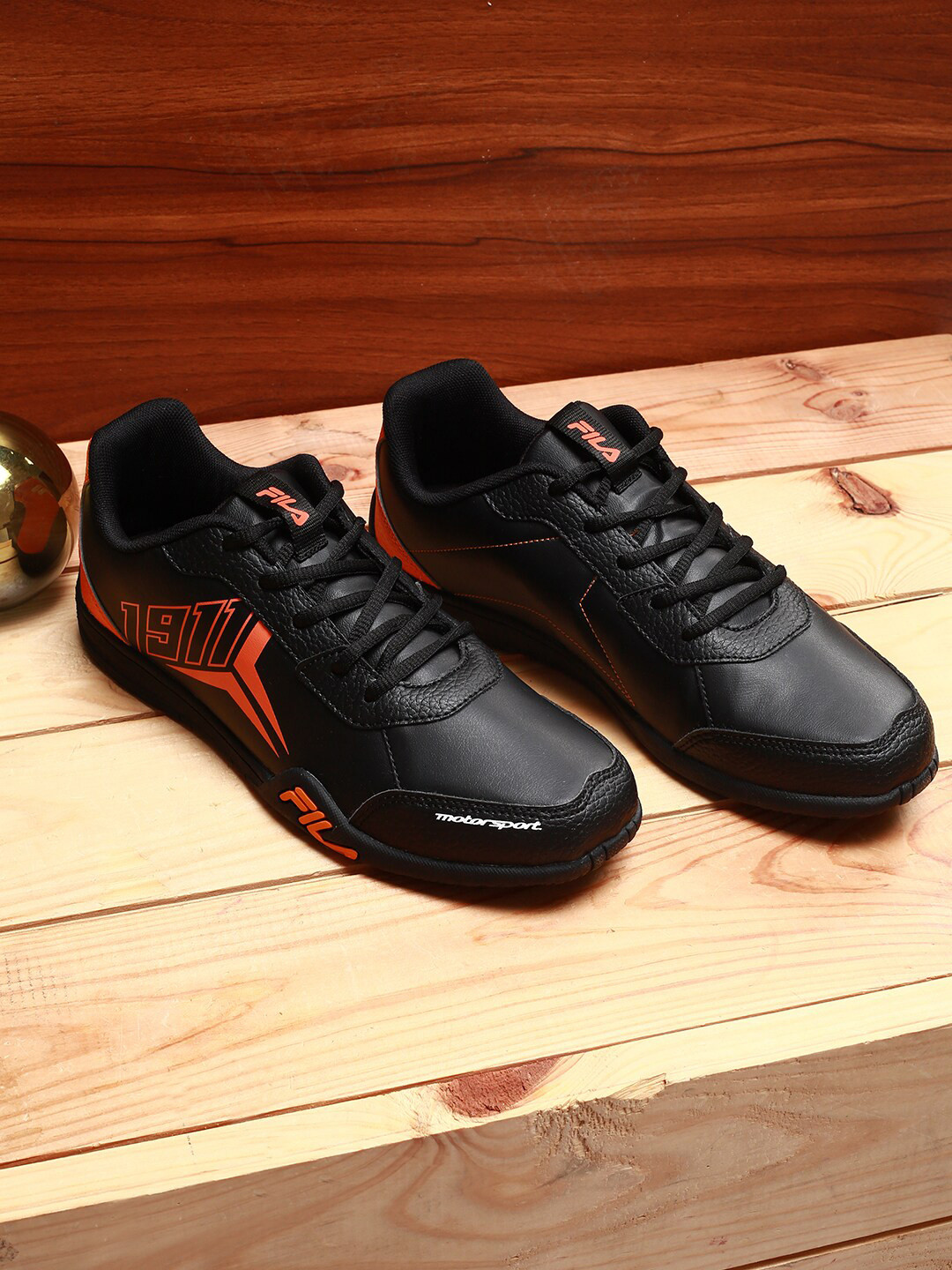 

FILA Men Black & Orange Running Non-Marking REXRAY Shoes