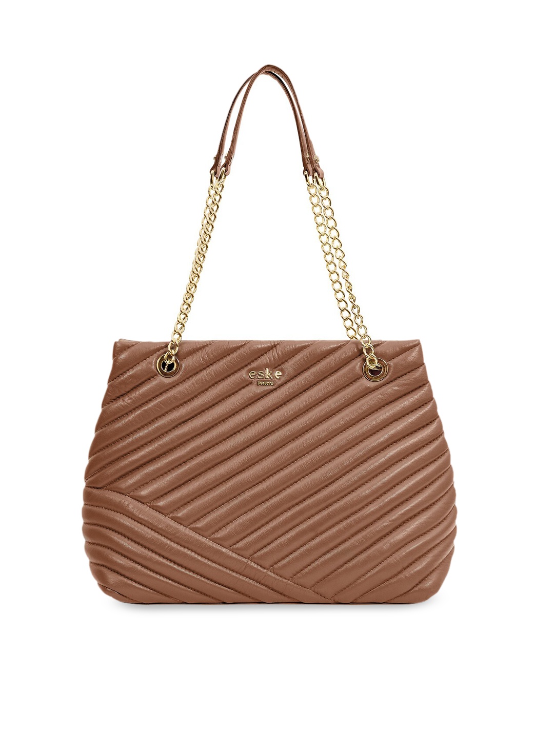 

Eske Brown Leather Quilted Swagger Handheld Bag