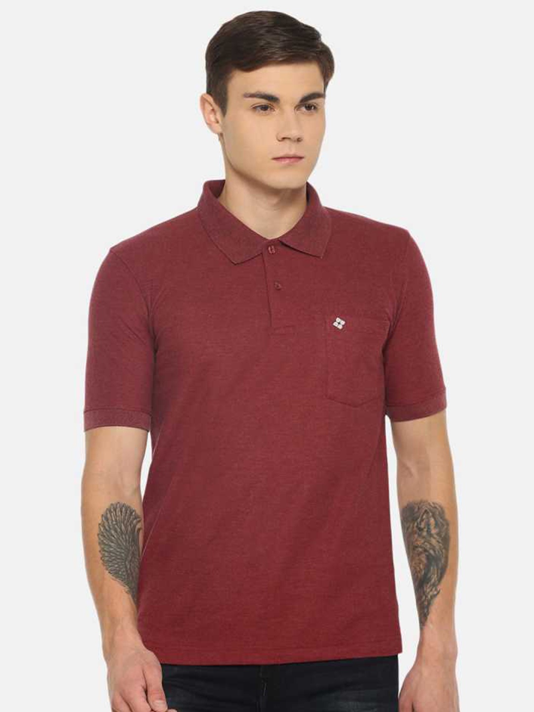 

Dollar Men Maroon Polo Collar T-shirt