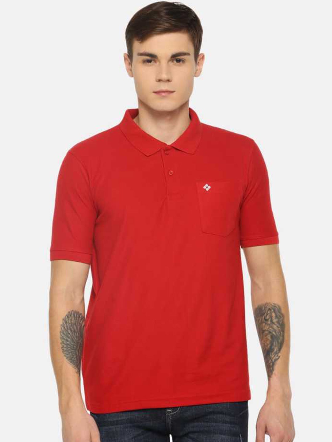 

Dollar Men Red Polo Collar T-shirt