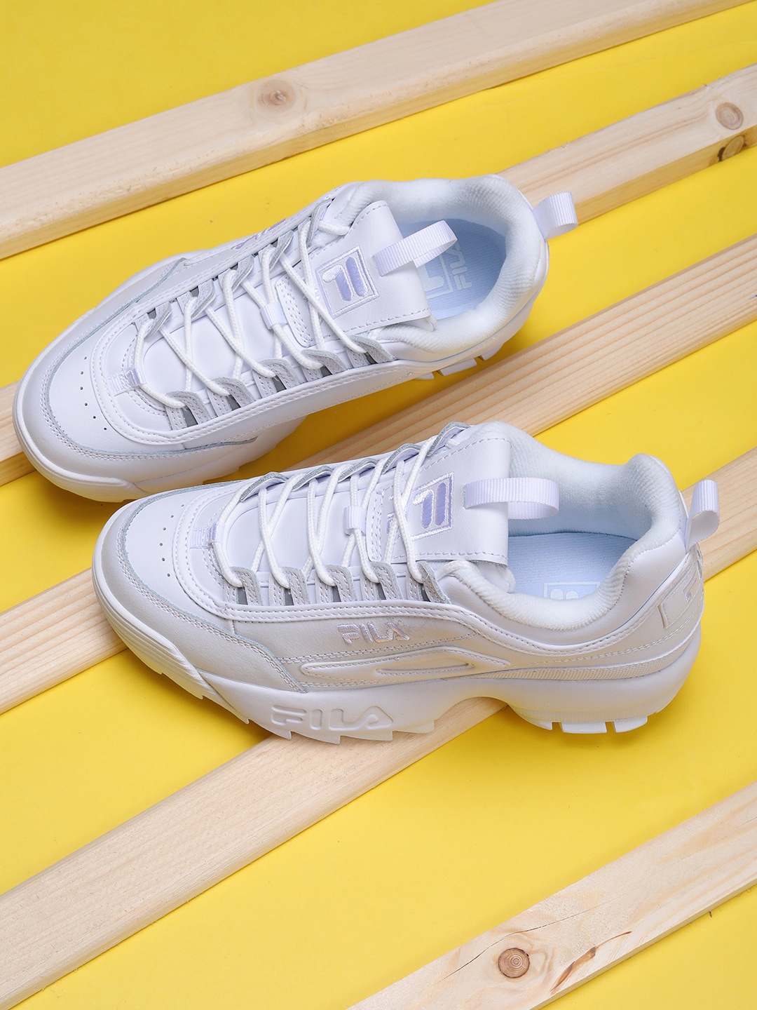 

FILA Women White PU DISRUPTOR II Sneakers
