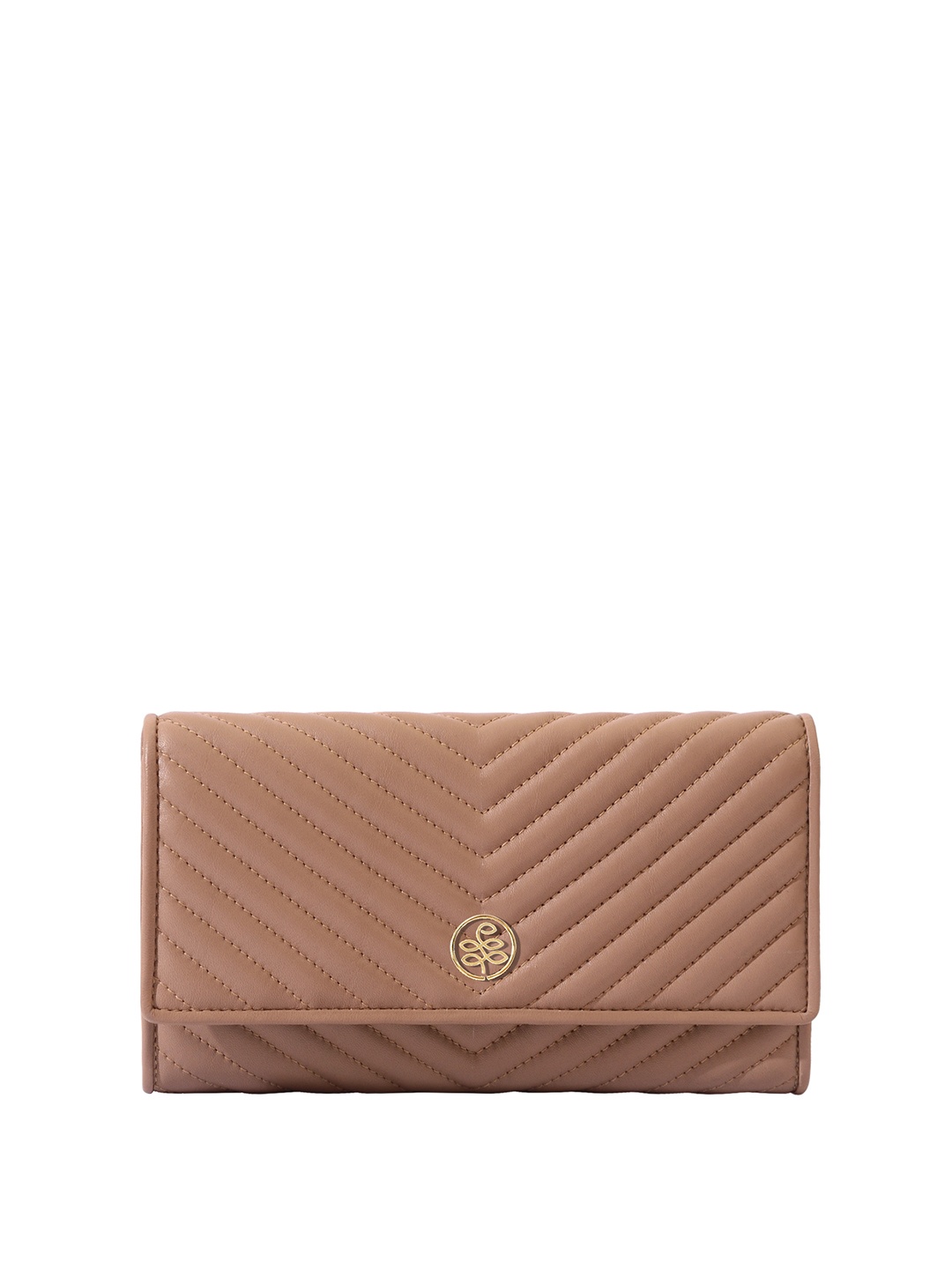 

Eske Women Brown Leather Fold Quilted Wallet