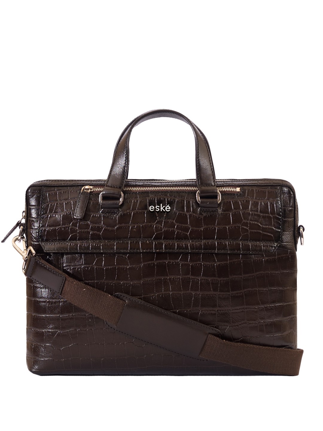 

Eske Men Brown Textured Leather Laptop Bag