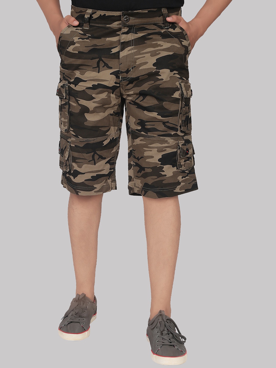 

AEROCRAFT Men Multicoloured Camouflage Printed Cargo Shorts, Multi