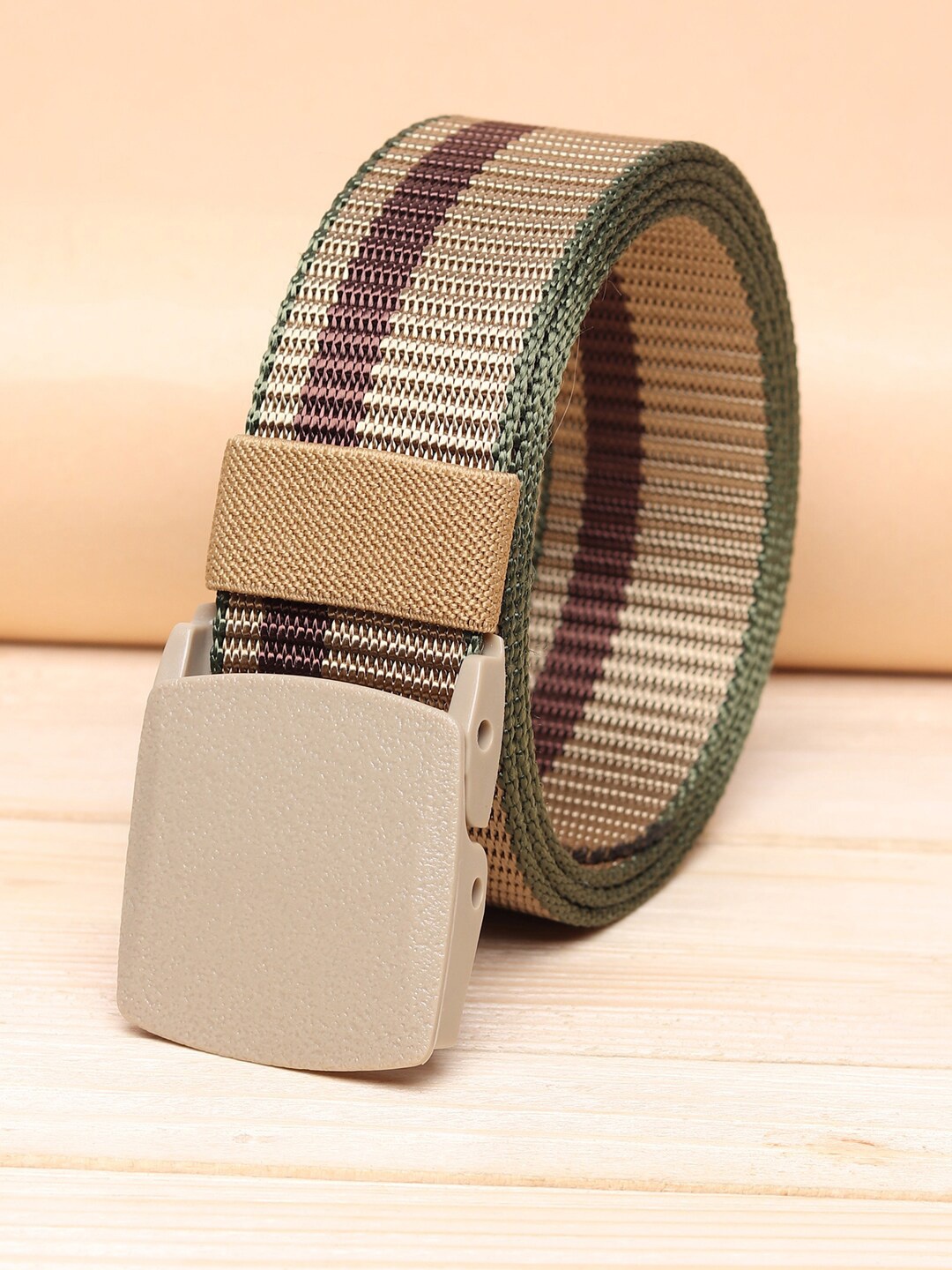 

ZORO Men Gold-Toned Striped Belt