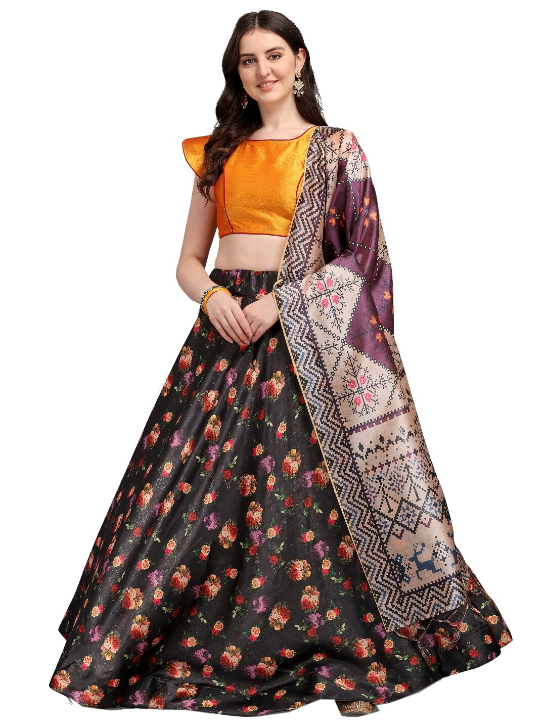 

LOOKFIELD Women Black Lehenga Choli
