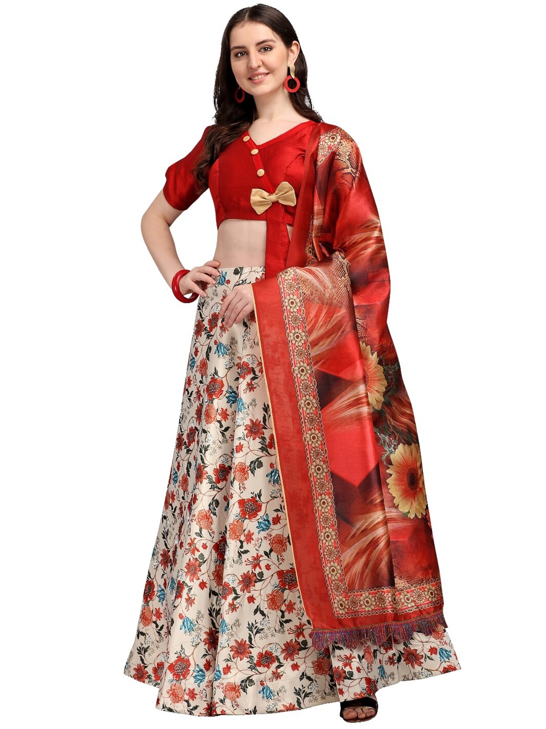 

LOOKFIELD Women Multi Lehenga Choli, Cream
