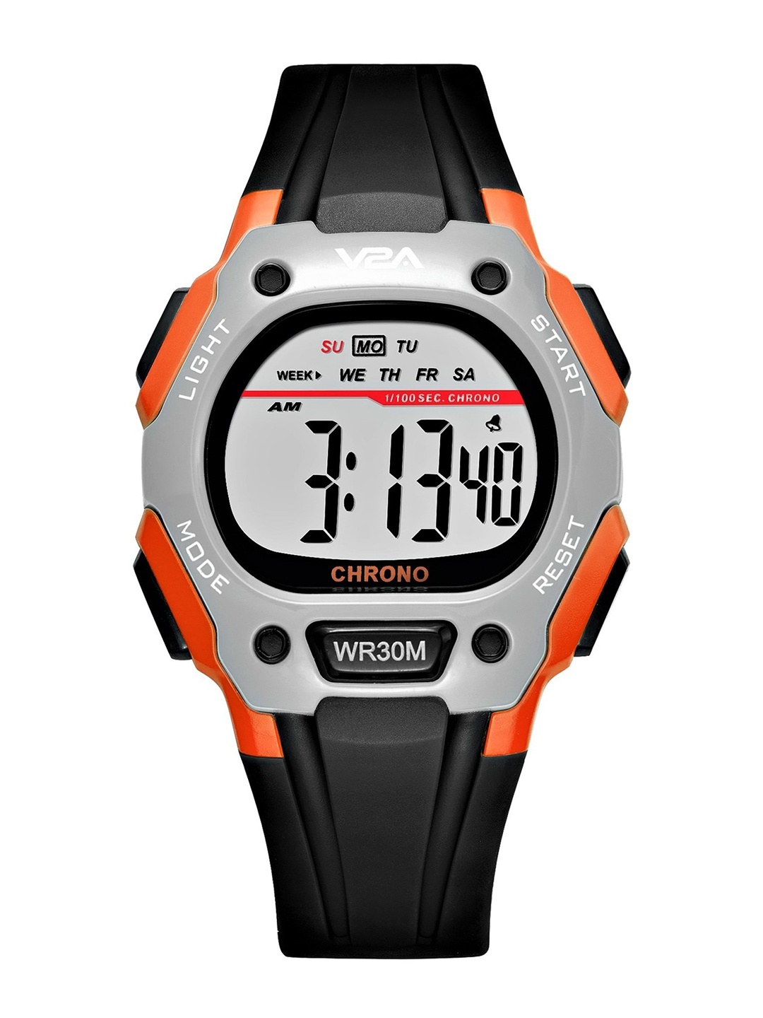 

V2A Boys Grey Dial & Black Textured Straps Digital Multi Function Watch DK8557-Black