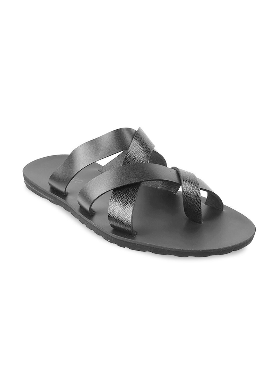 

Metro Men Black Leather Comfort Sandals