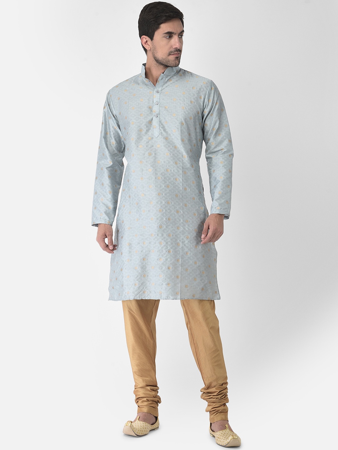 

SG LEMAN Men Grey Silk Kurta with Churidar