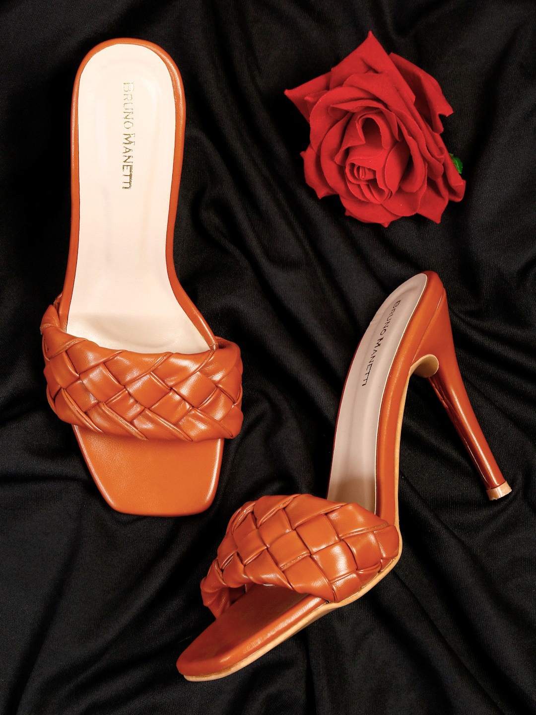 

Bruno Manetti Brown PU Stiletto Open-Toe Heels