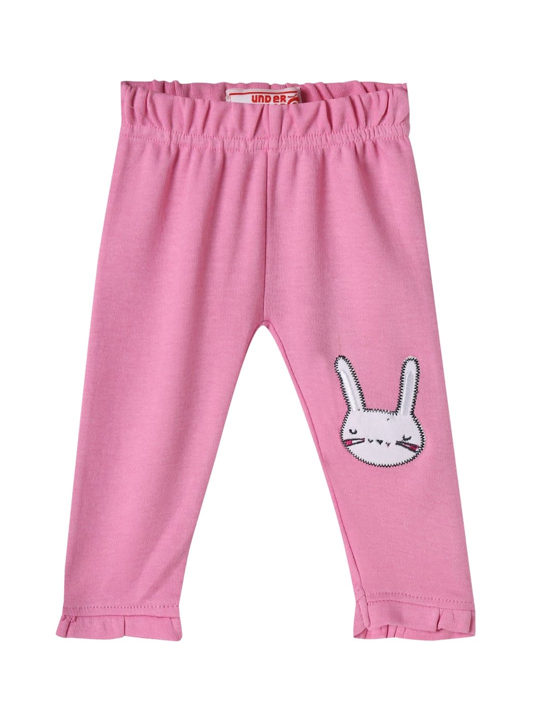 

UNDER FOURTEEN ONLY Girls Pink Solid Ankle-Length Cotton Leggings