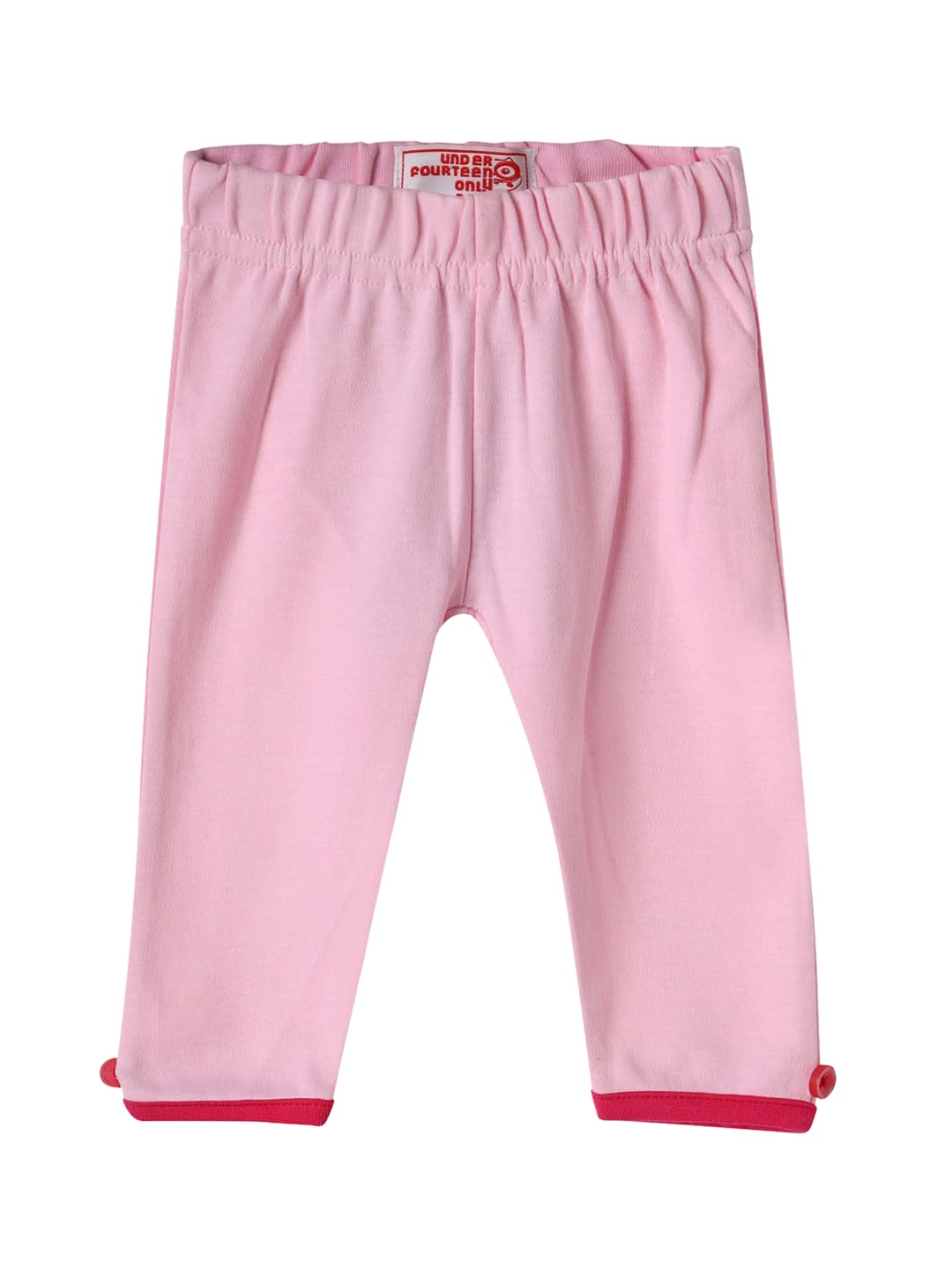 

UNDER FOURTEEN ONLY Girls Pink Solid Cotton Leggings