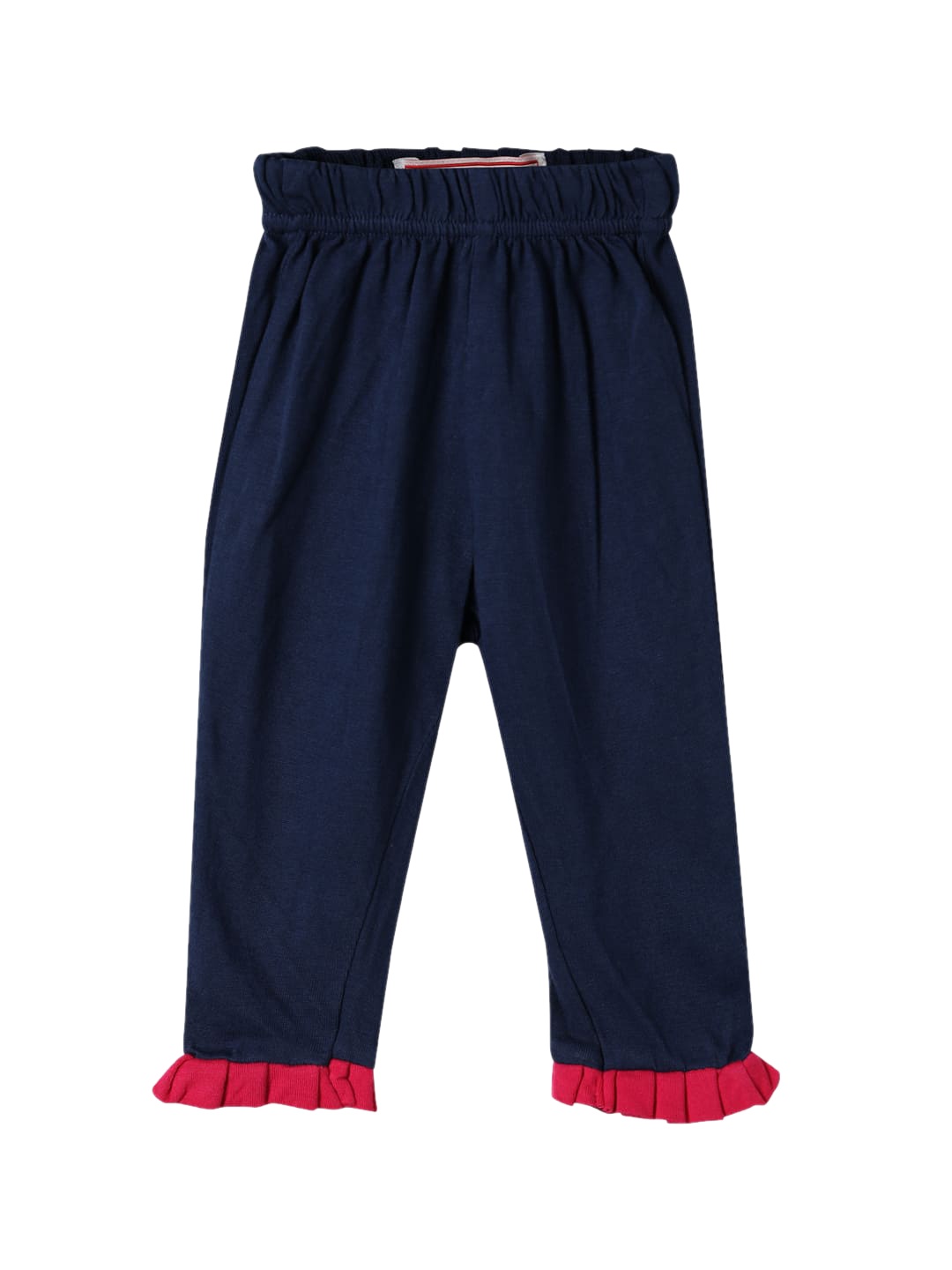 

UNDER FOURTEEN ONLY Girls Navy Blue Solid Cotton Leggings