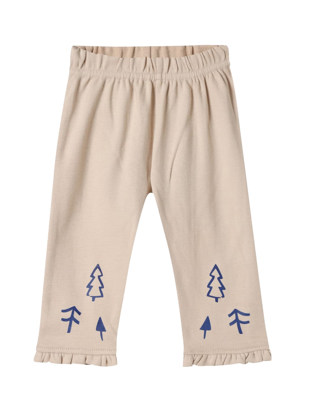 

UNDER FOURTEEN ONLY Girls Beige Printed Ankle Length Cotton Leggings