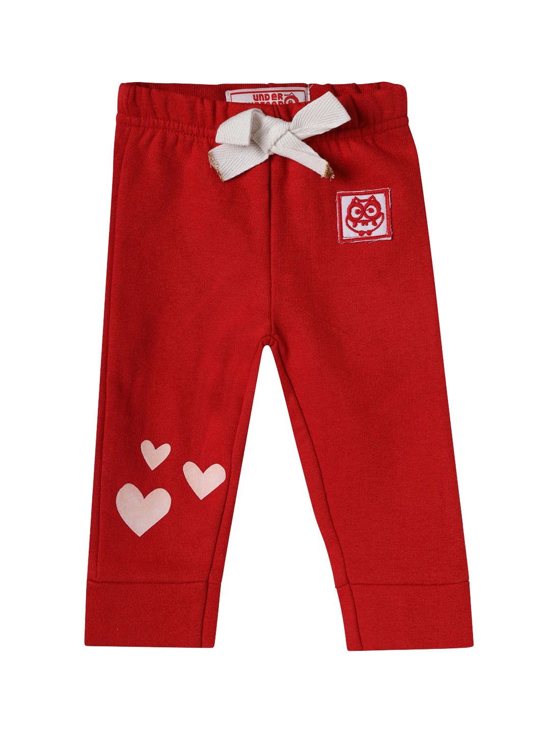 

UNDER FOURTEEN ONLY Infants Red & Beige Solid Ankle-Length Leggings