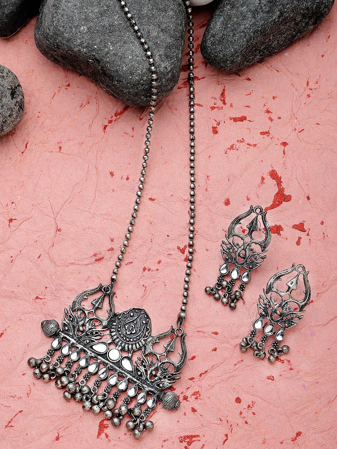 

CARDINAL Women Oxidised Silver-Plated Jewellery Set
