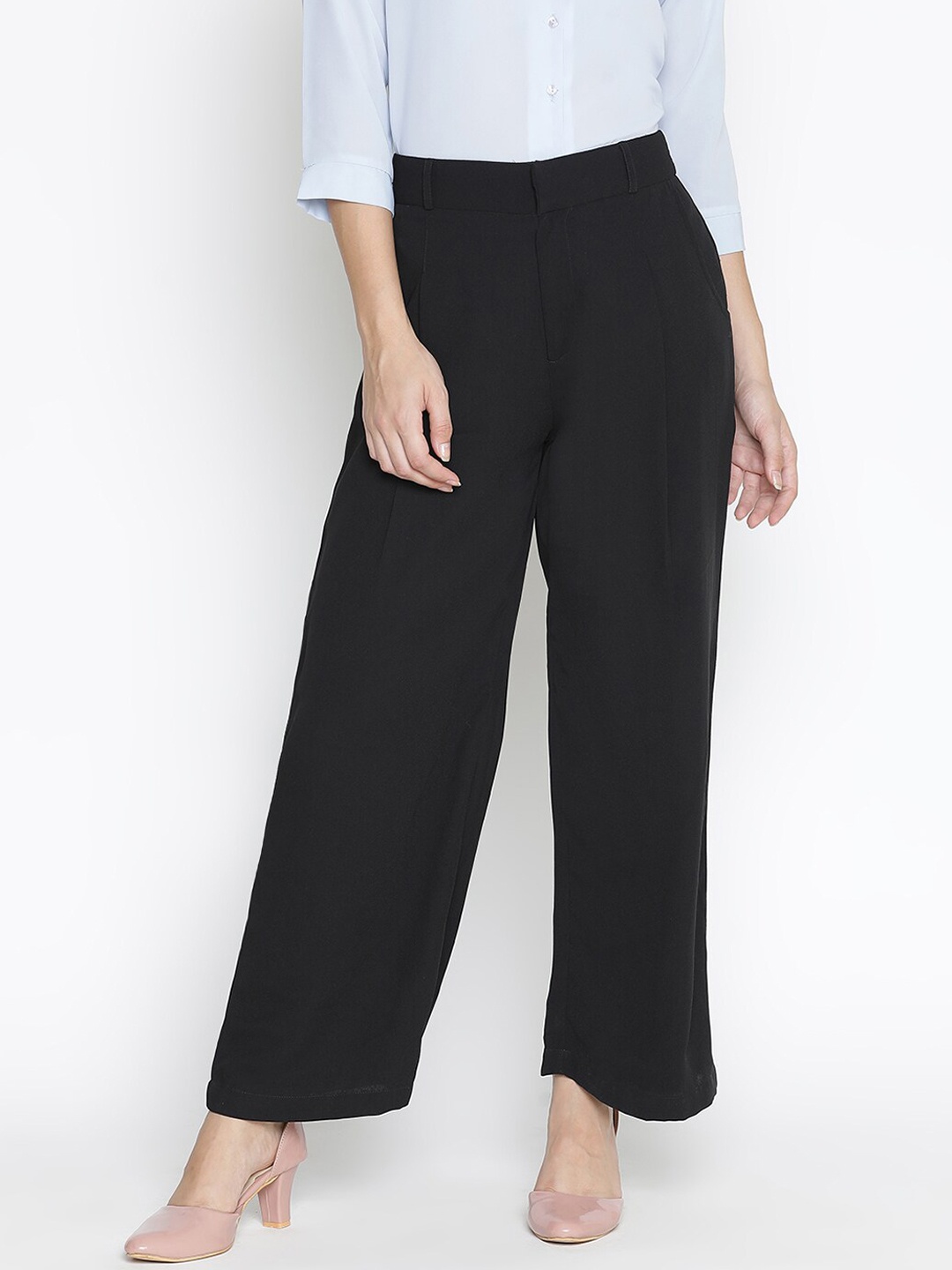 

DRAAX Fashions Women Black Mid-Rise Formal Trousers