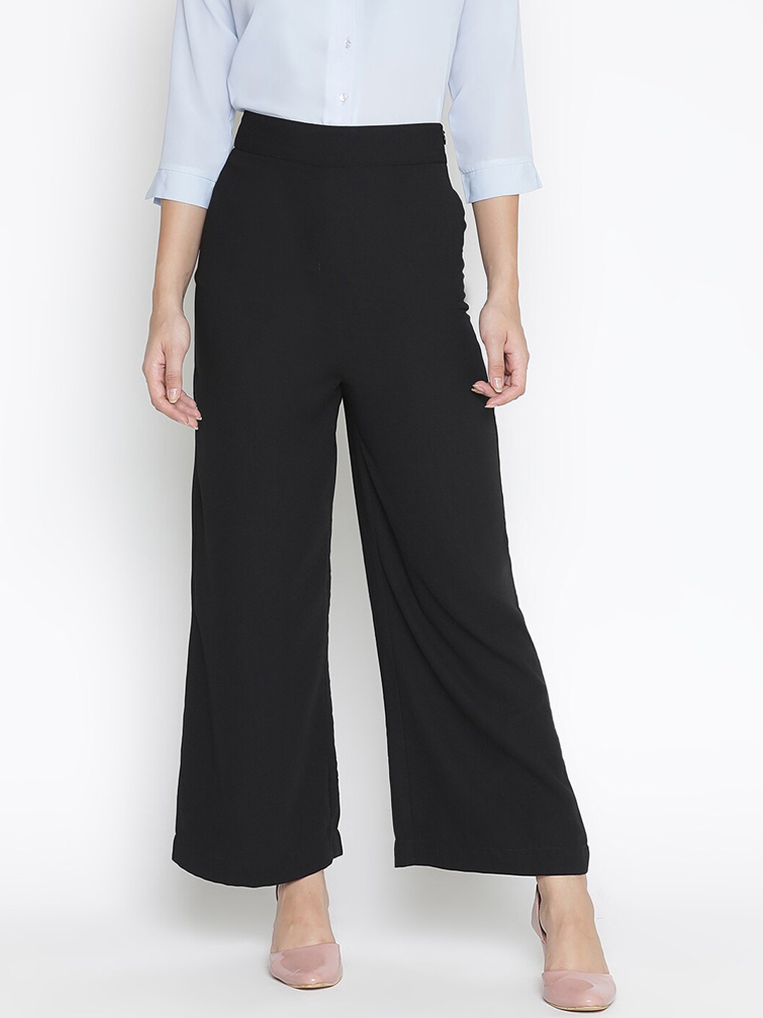 

DRAAX Fashions Women Black High-Rise Parallel Trousers