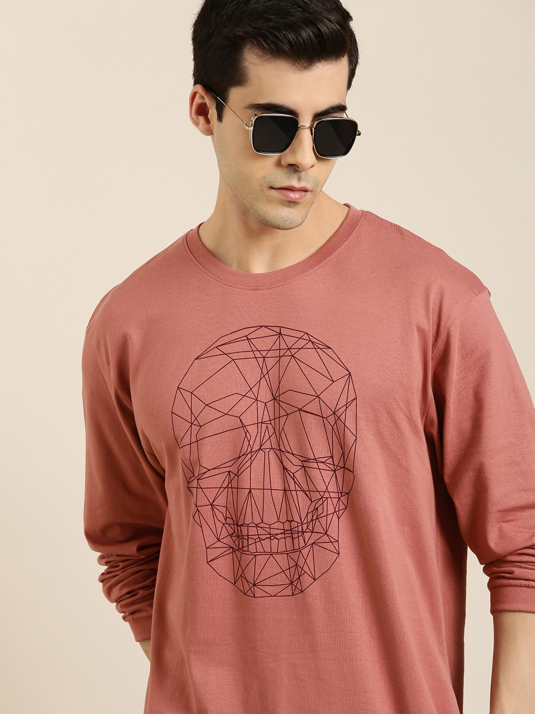 

Difference of Opinion Men Pink Printed Pure Cotton Oversized T-shirt