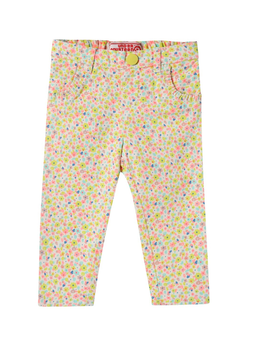 

UNDER FOURTEEN ONLY Girls Off White Floral Printed Slim Fit Trousers